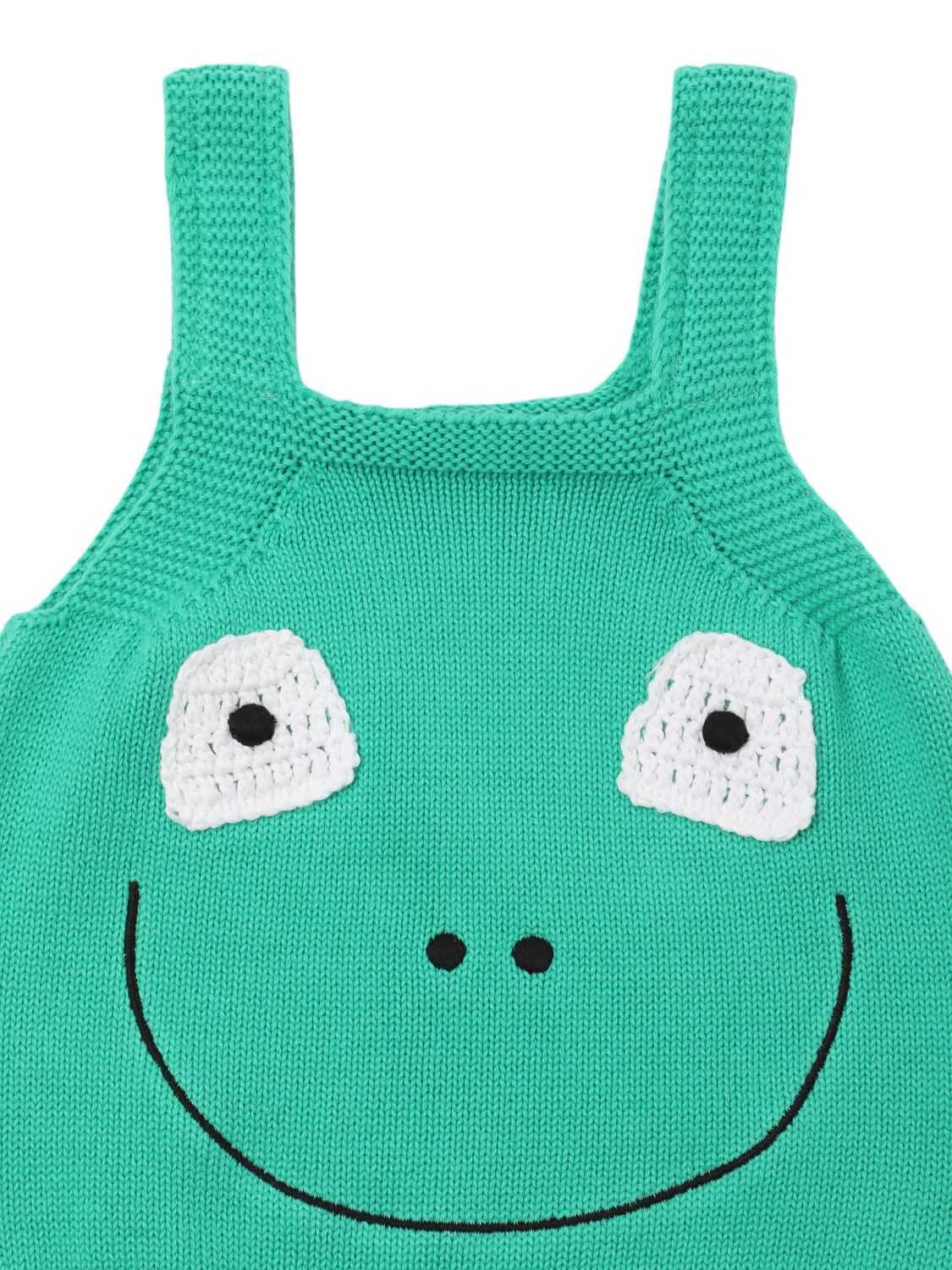 Stella Mccartney Frog Graphic Embroidered Romper In Green