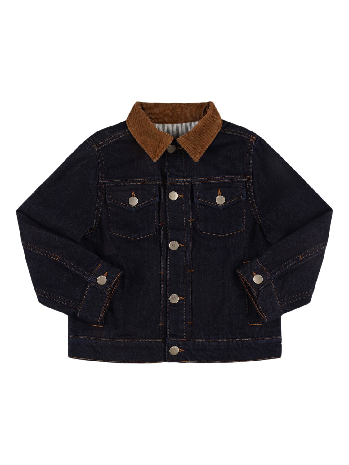 Bonpoint Embroidered Cotton Denim Jacket In Dark Blue