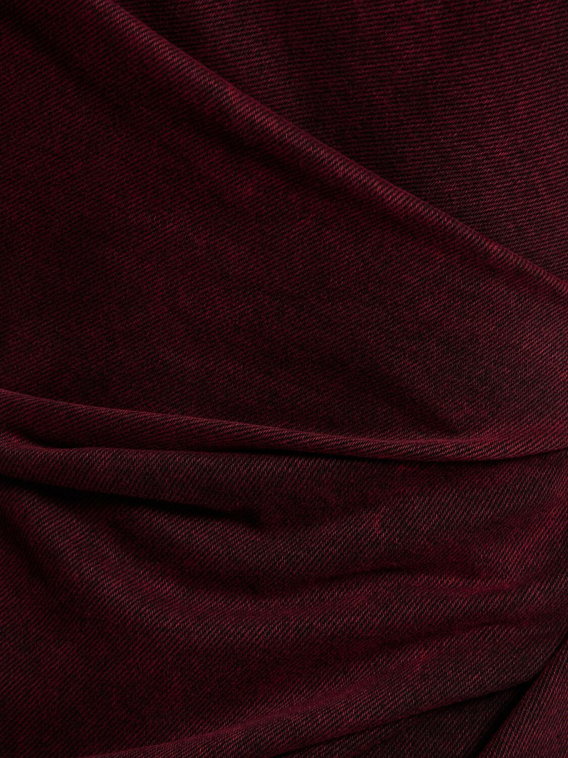 Alexander Mcqueen Red-wash Denim Draped Sleeveless Mini Dress In Dark Raspberry