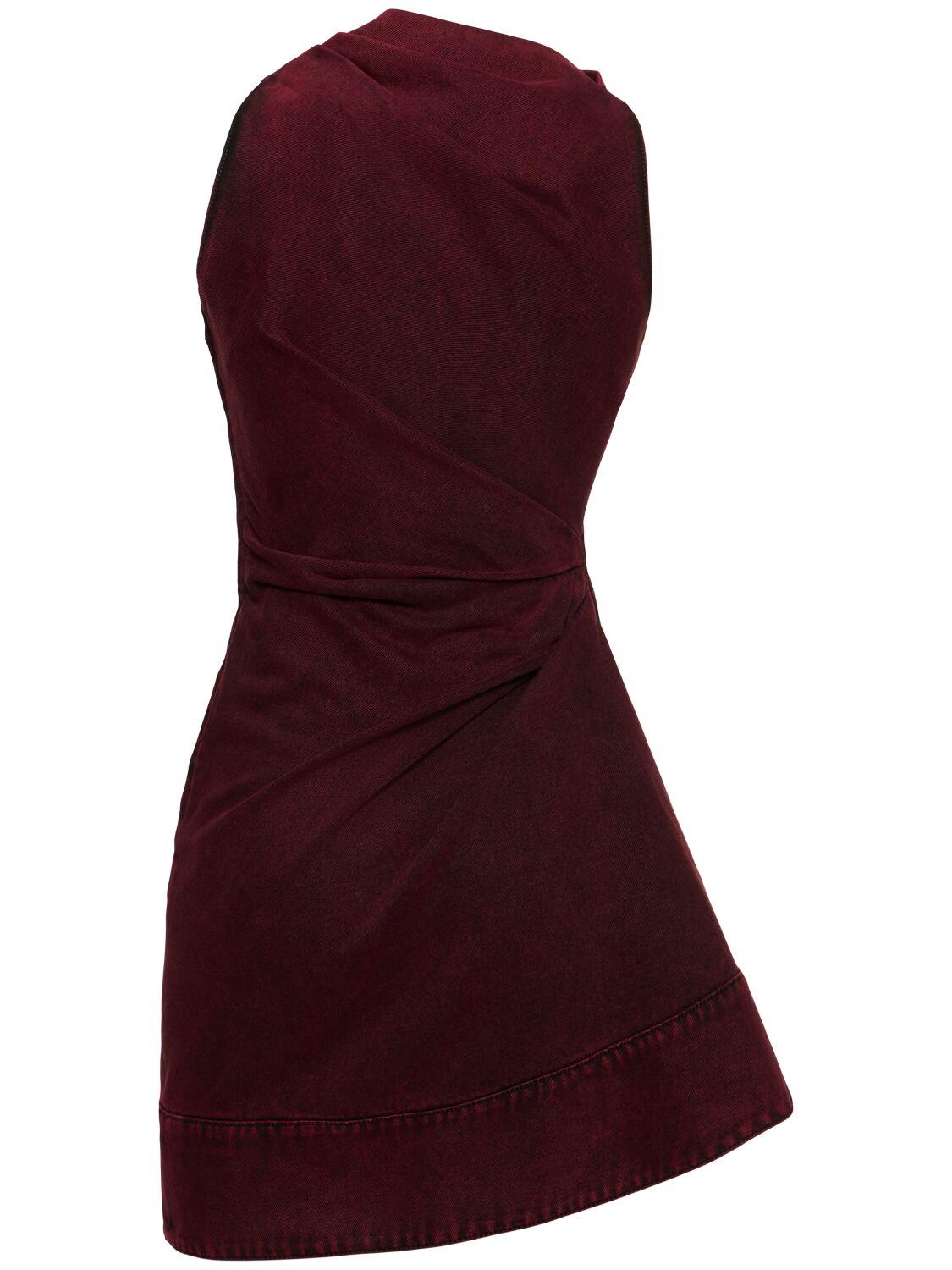 Alexander Mcqueen Red-wash Denim Draped Sleeveless Mini Dress In Dark Raspberry