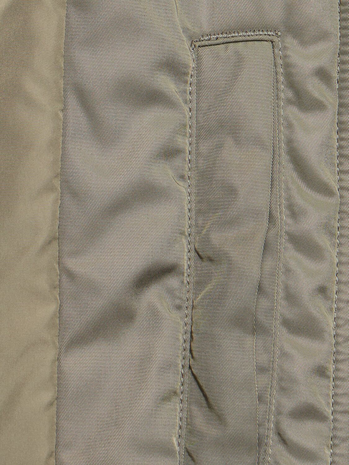 Attico Green Bomber Jacket With Zip Pocket On The Sleeve In Tech Fabric Woman In Military Green