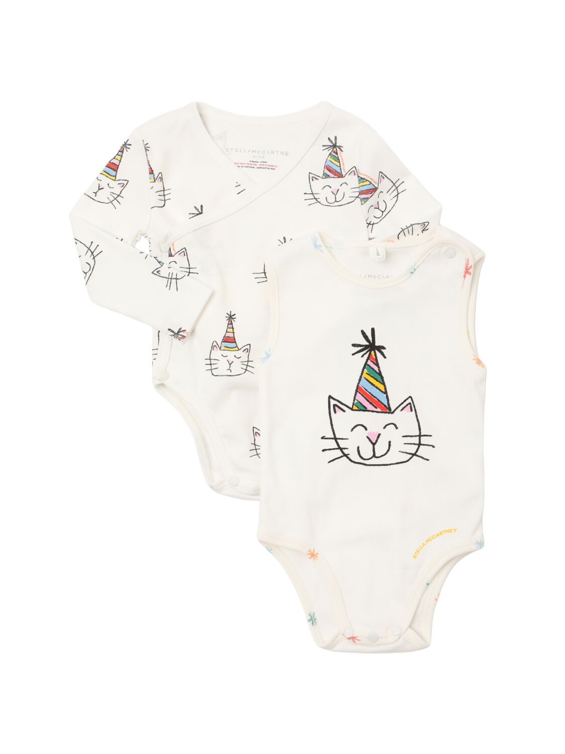 Stella Mccartney Set Of 2 Printed Cotton Bodysuits In Multicolor