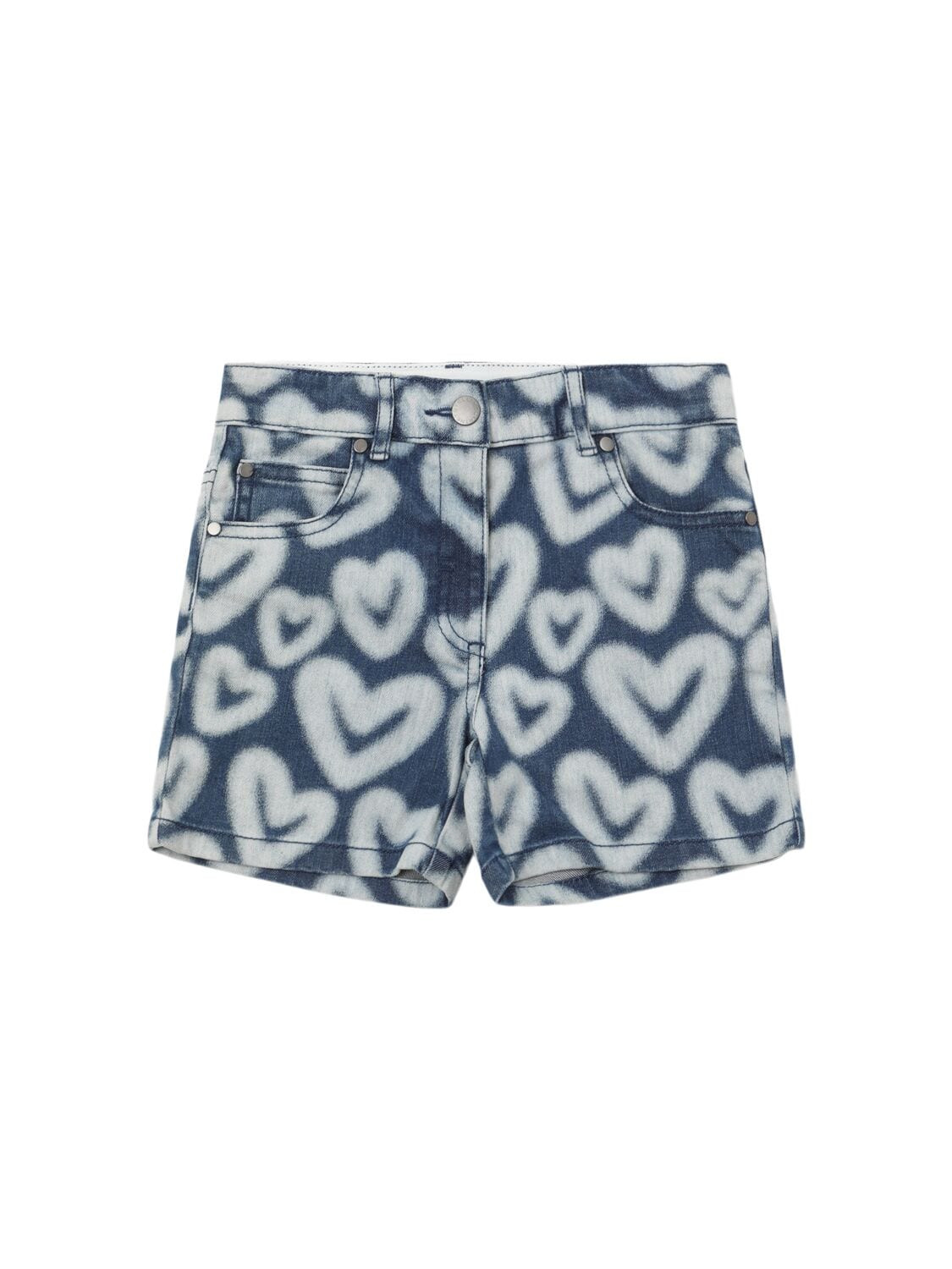 Printed Cotton Denim Shorts