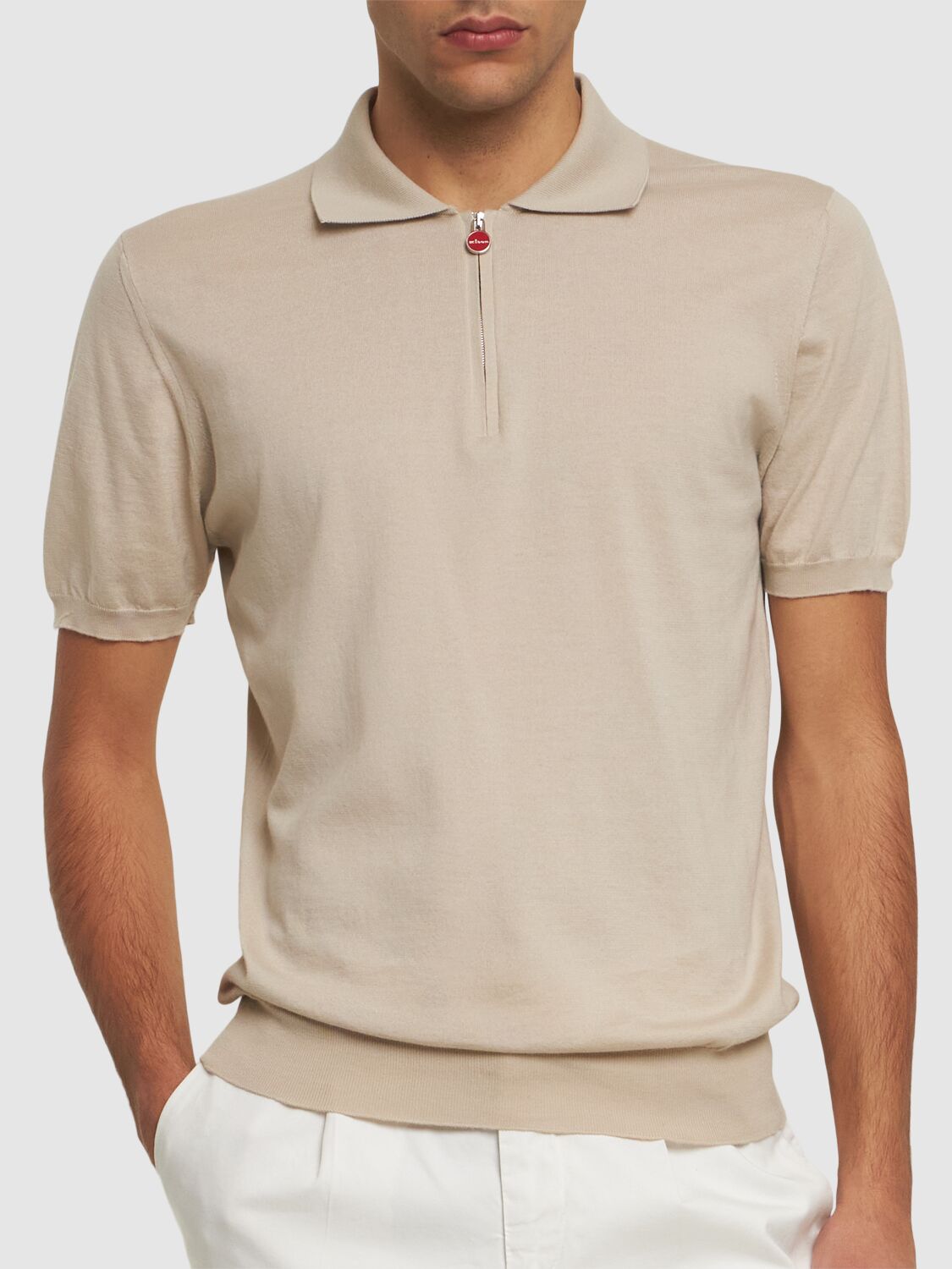 KITON COTTON ZIPPED POLO 