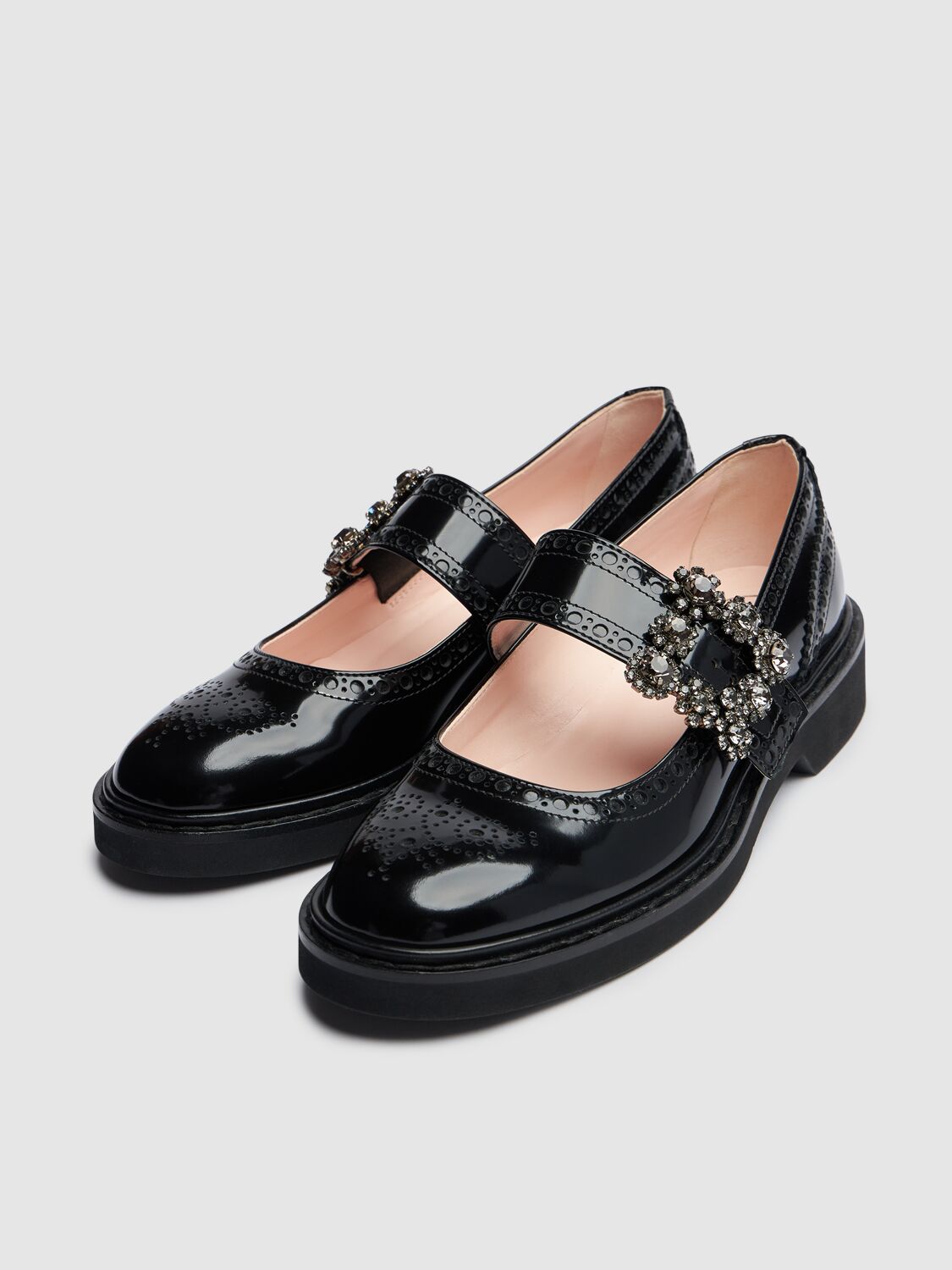 Shop Roger Vivier 30mm Viv Rangers Flower Leather Loafers In Black