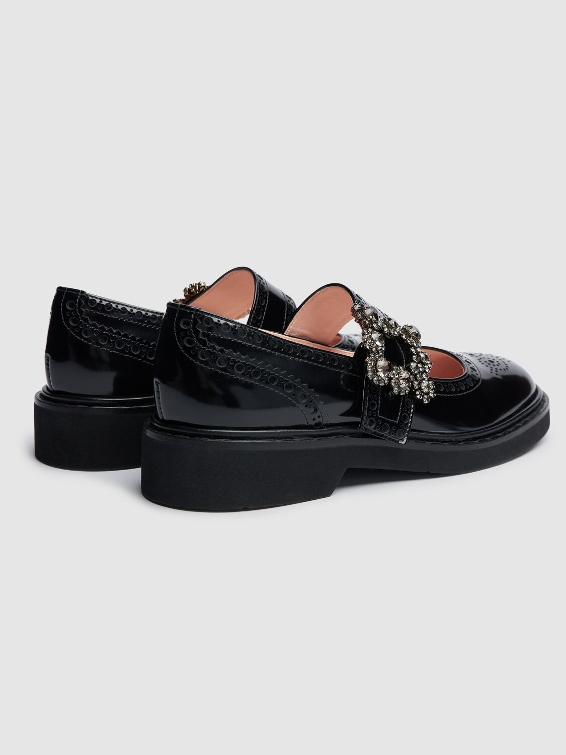 Shop Roger Vivier 30mm Viv Rangers Flower Leather Loafers In Black