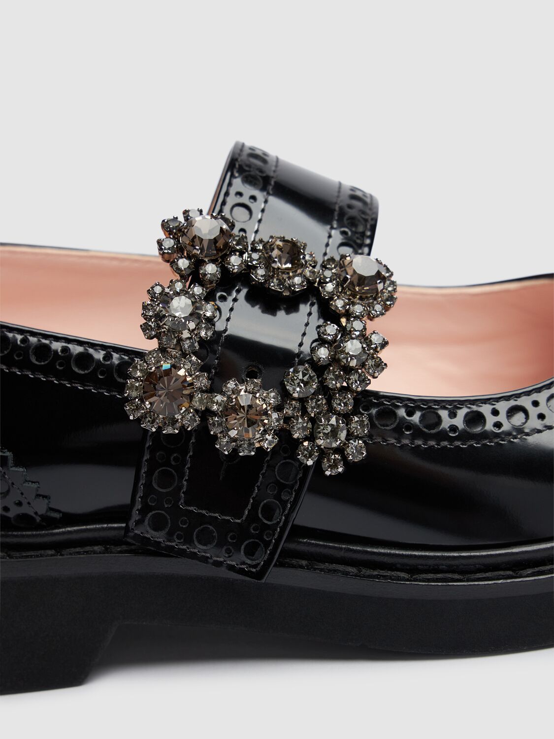 Shop Roger Vivier 30mm Viv Rangers Flower Leather Loafers In Black