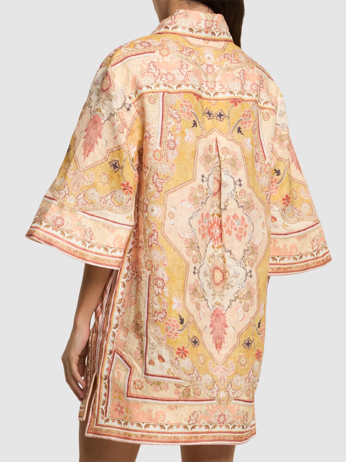 Zimmermann Wylie Printed Linen Tunic In Yellow/multi