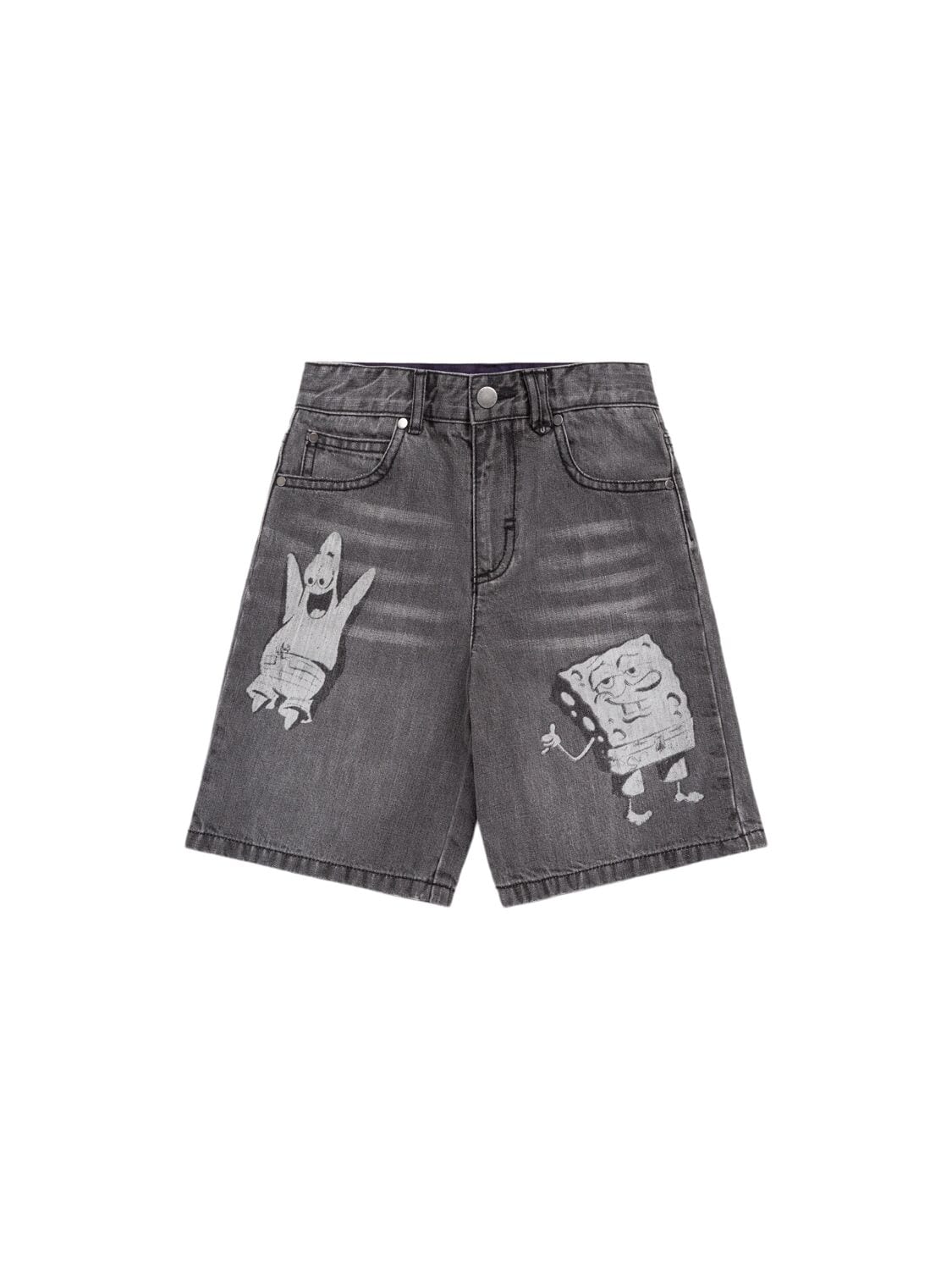 Printed Cotton Denim Shorts