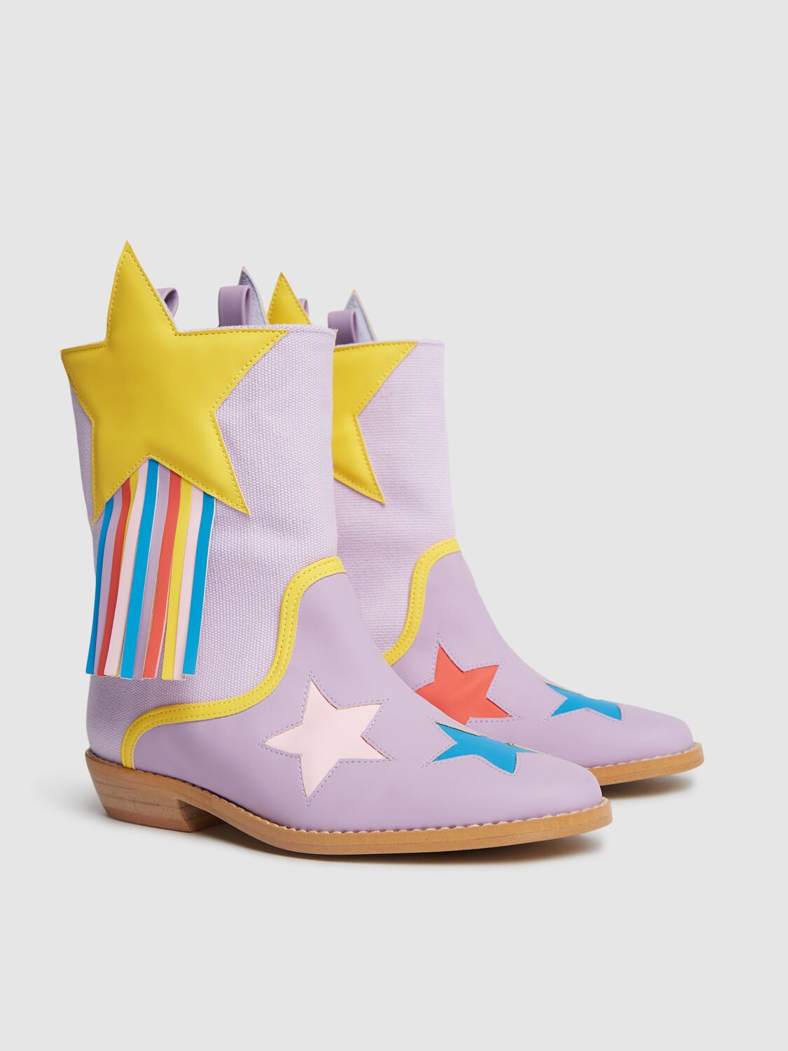 Stella Mccartney Star Pattern Western Boots In Multicolor