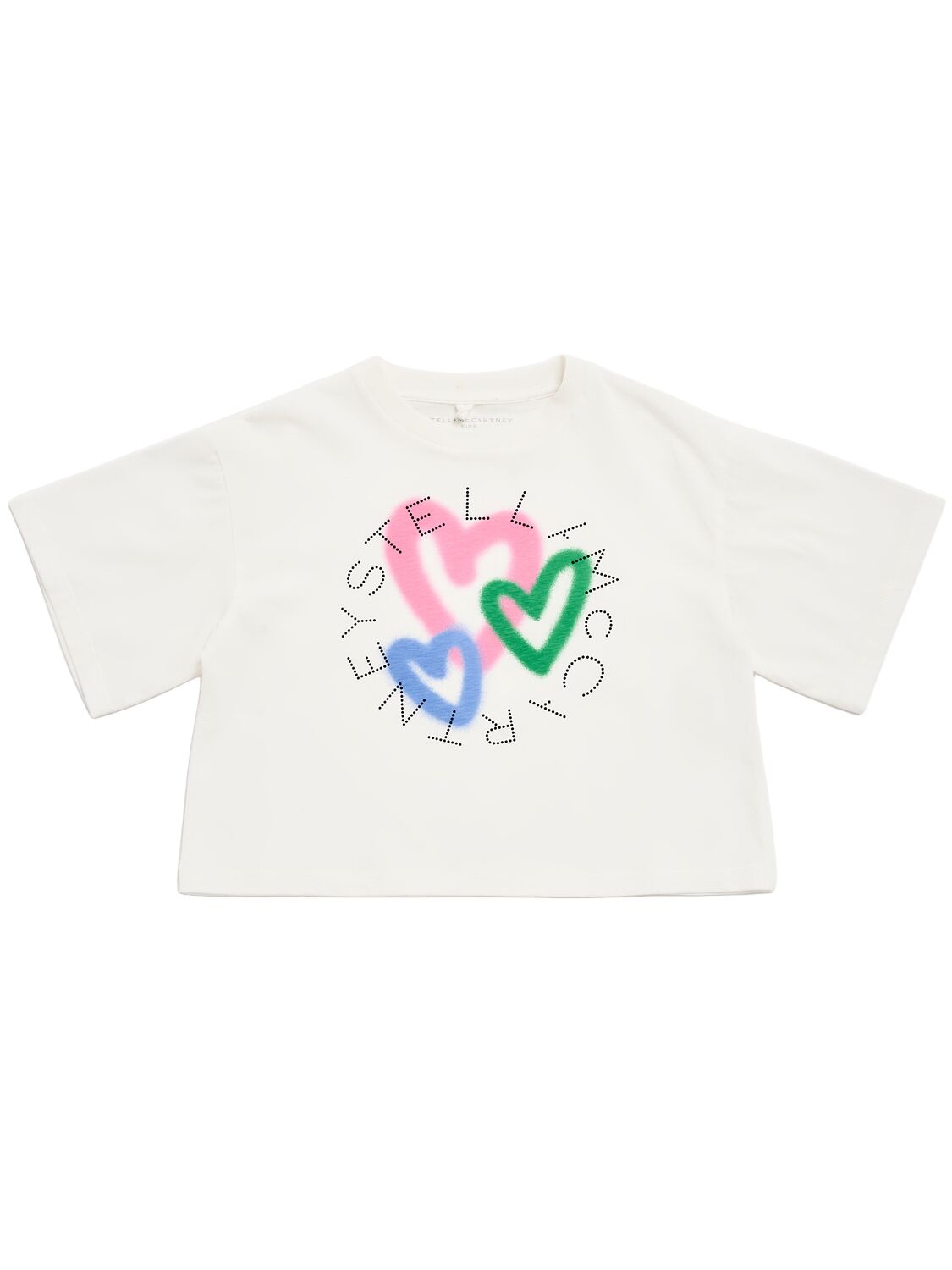 Stella Mccartney Printed Cotton Jersey Cropped T-shirt In White