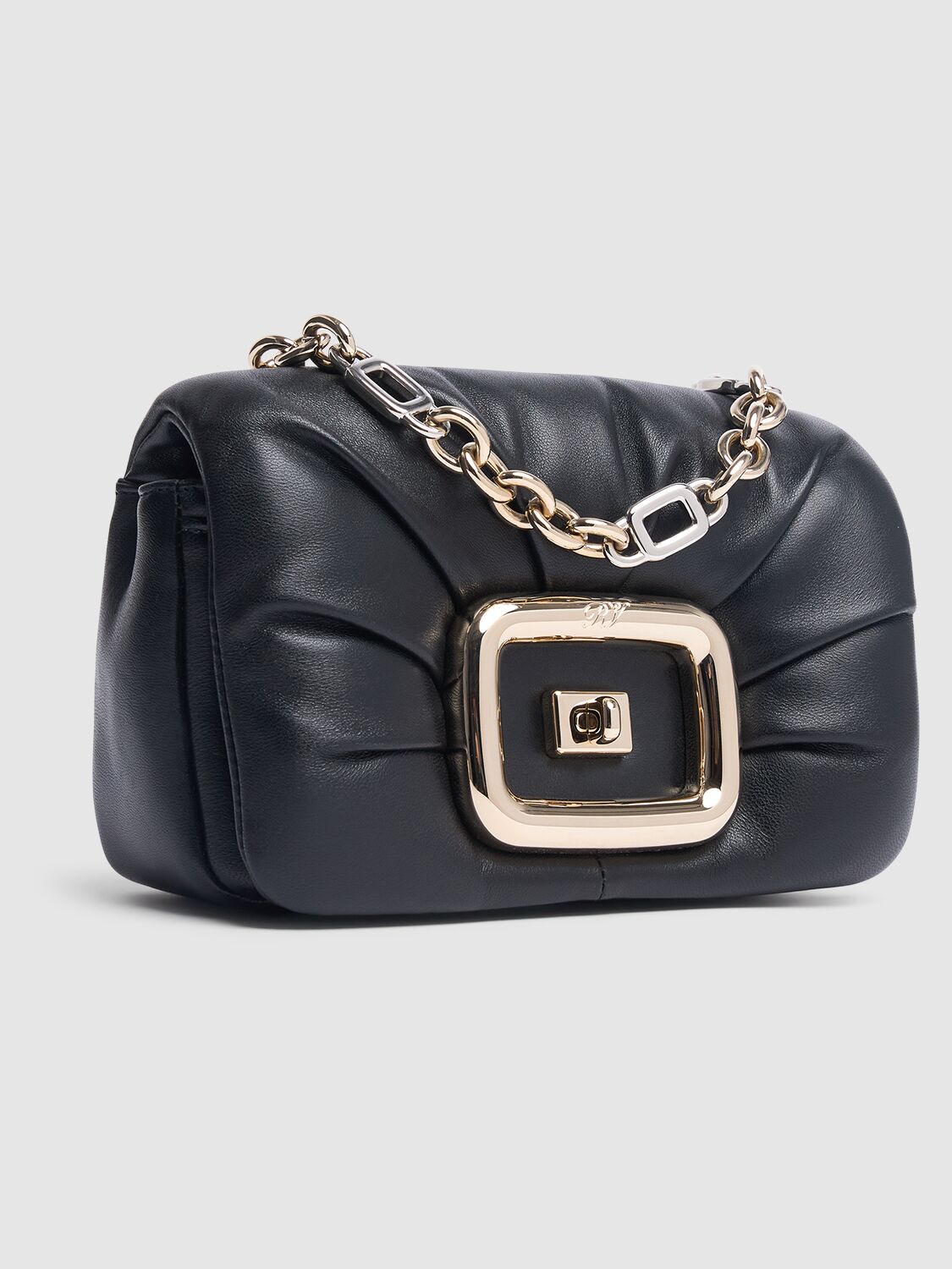 Roger Vivier Black Viv Choc Mini Bag In Leather In Black