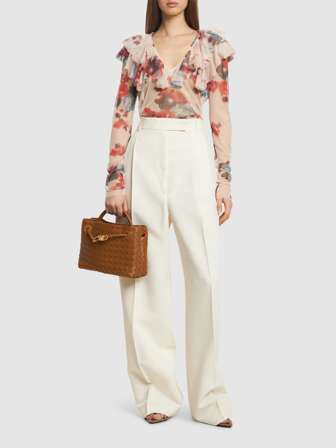 PHILOSOPHY DI LORENZO SERAFINI PRINTED TULLE TOP 