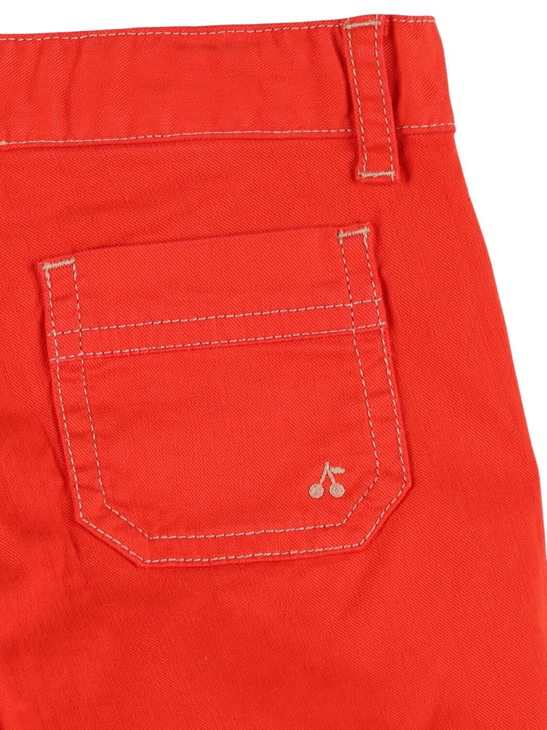 Bonpoint Cotton Blend Denim Shorts In Red