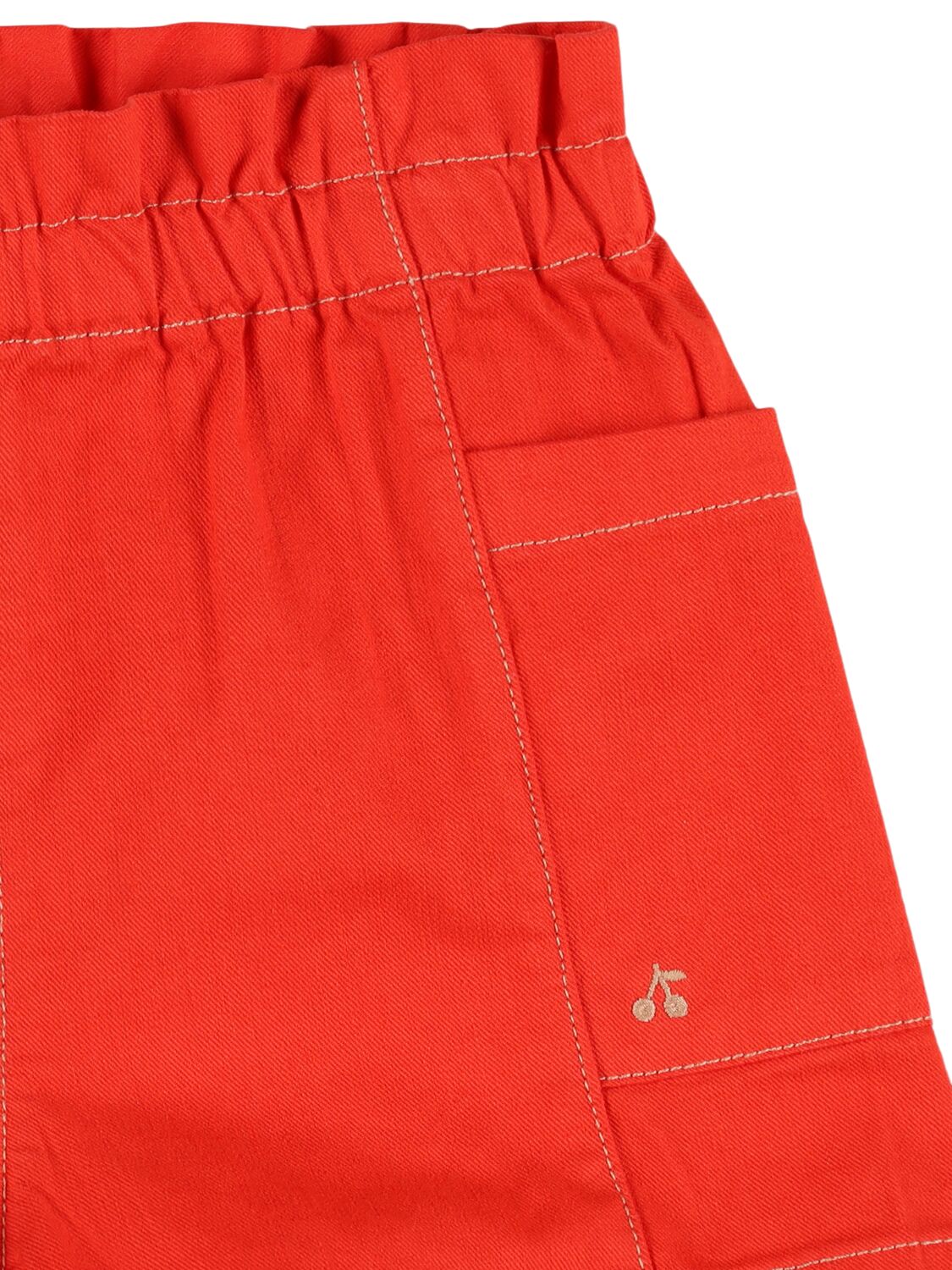 Bonpoint Cotton Blend Denim Shorts In Red