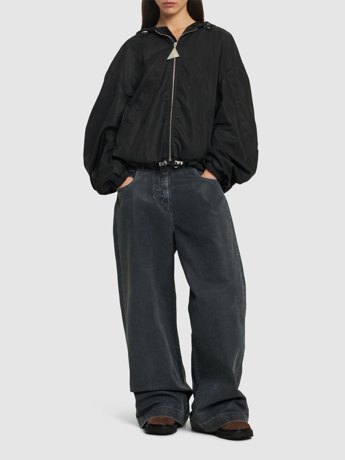 Attico Hooded Bomber Jacket Casual Jackets And Parka In Black