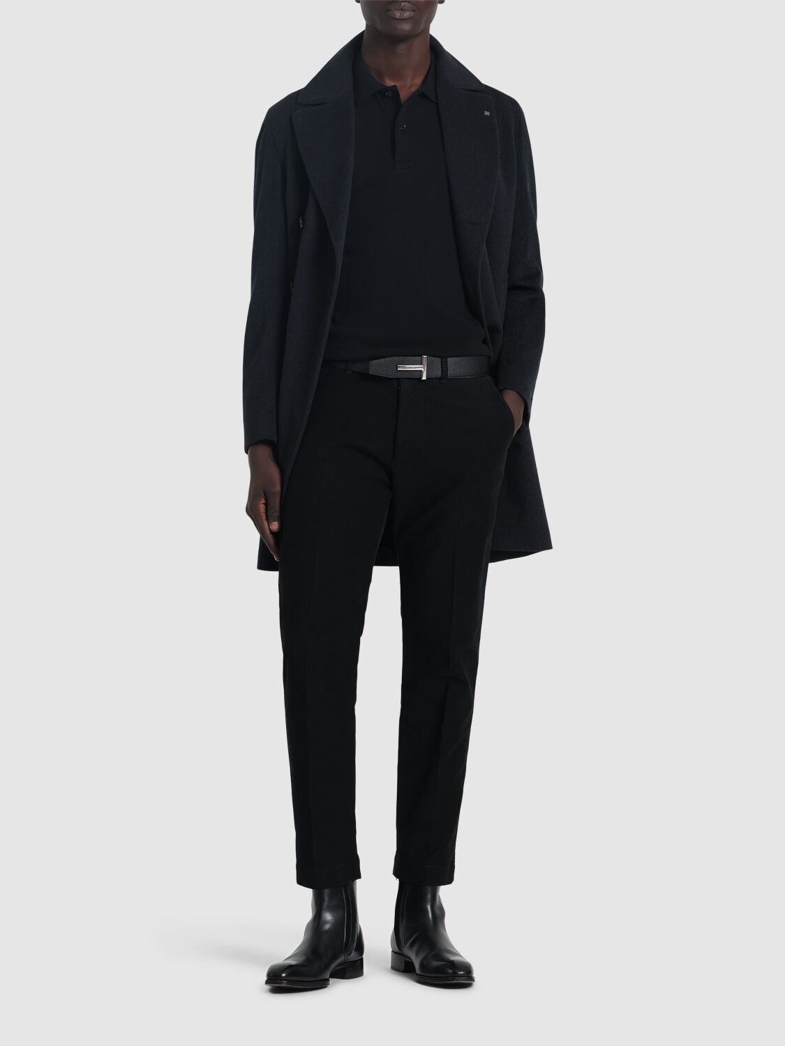 Tom Ford Black Short-sleeves Polo In Cotton Piquet Jersey Man In Black