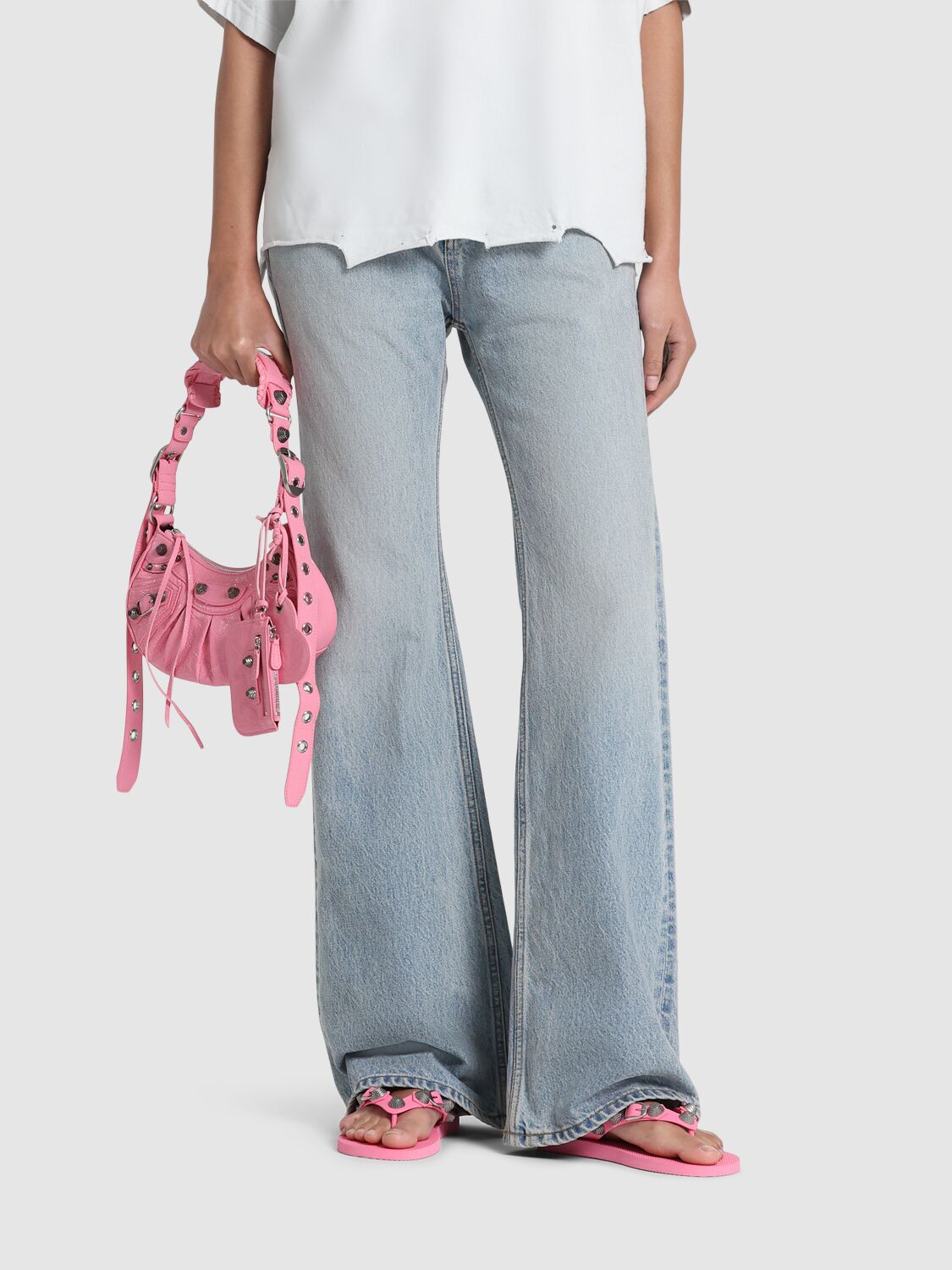Shop Balenciaga 20mm Cagole Rubber Flip Flops In Pink,silver