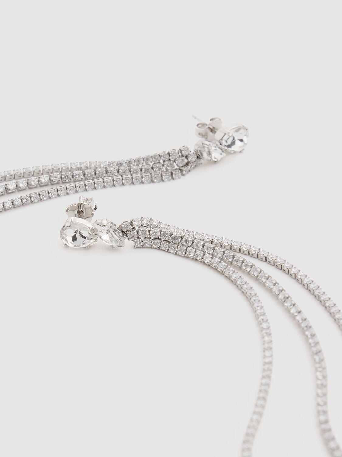 Jil Sander Rhinestone Embellished Earrings In Silver