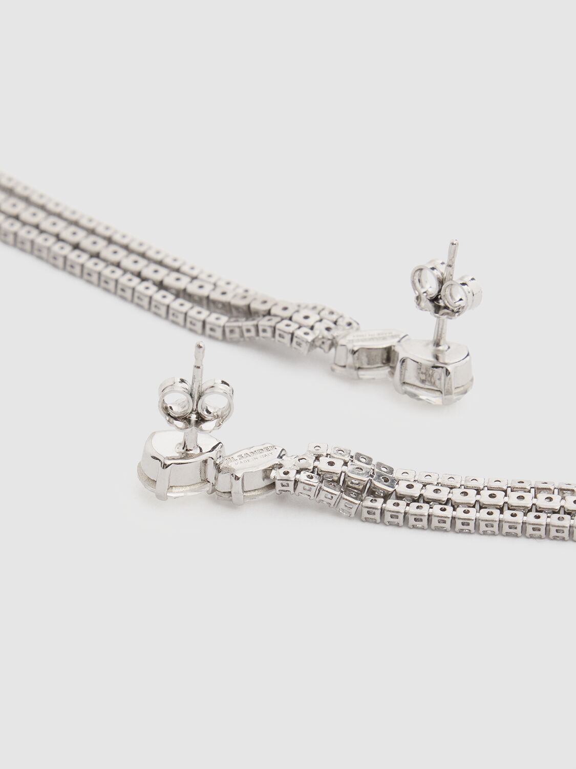 Jil Sander Rhinestone Embellished Earrings In Silver