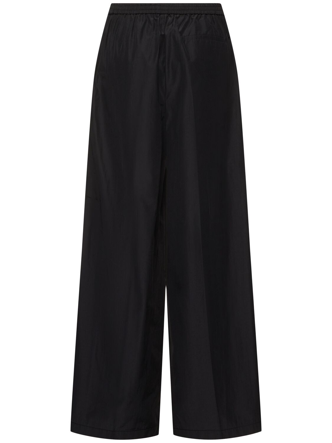 Shop Forte Forte Elastic Waist Taffeta Wide Leg Pants In Black