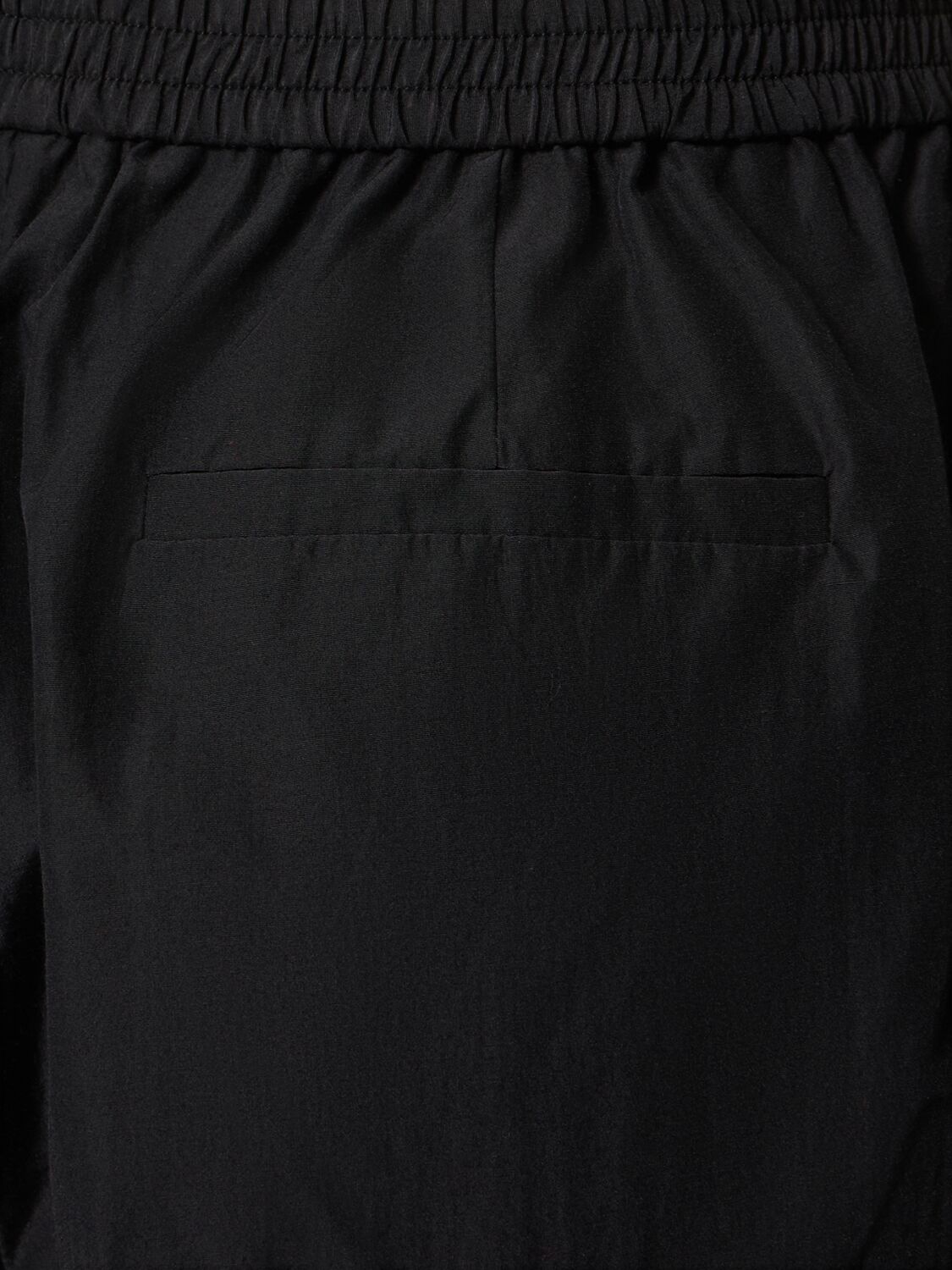 Shop Forte Forte Elastic Waist Taffeta Wide Leg Pants In Black