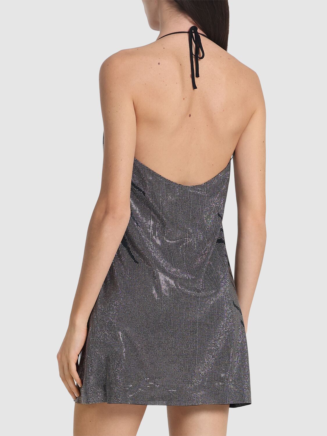 ROBERTO CAVALLI ZEBRA STUDDED GEORGETTE MINIDRESS 