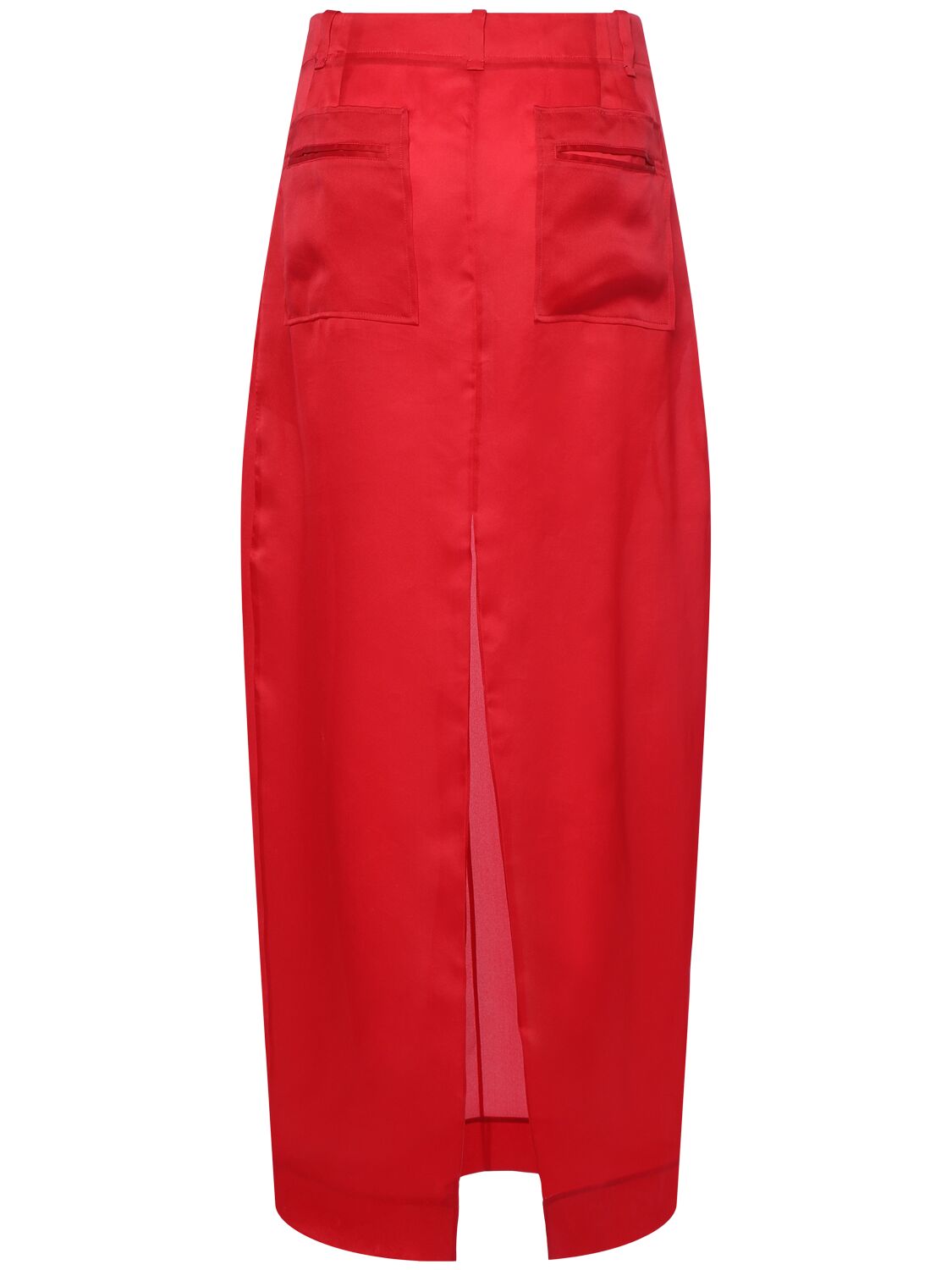 Khaite Lucian Pleated Silk Organza Maxi Skirt In 树莓色