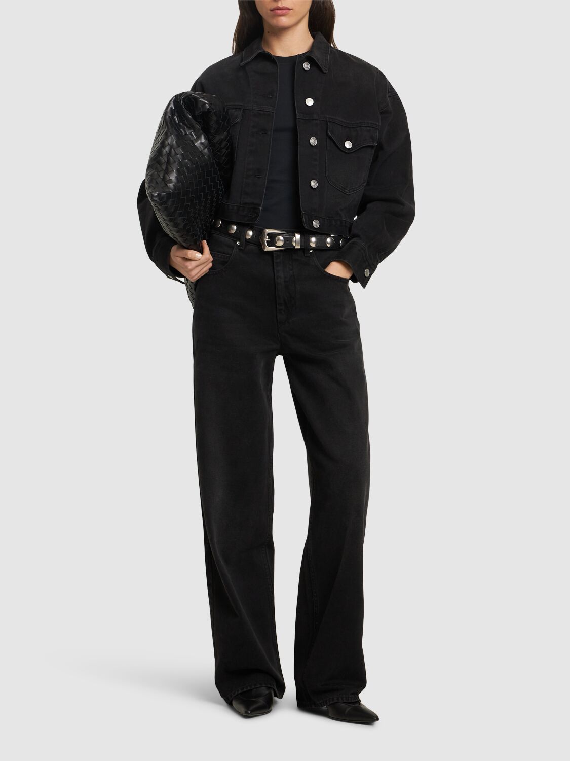 ISABEL MARANT JOANNY MID RISE DENIM WIDE JEANS 