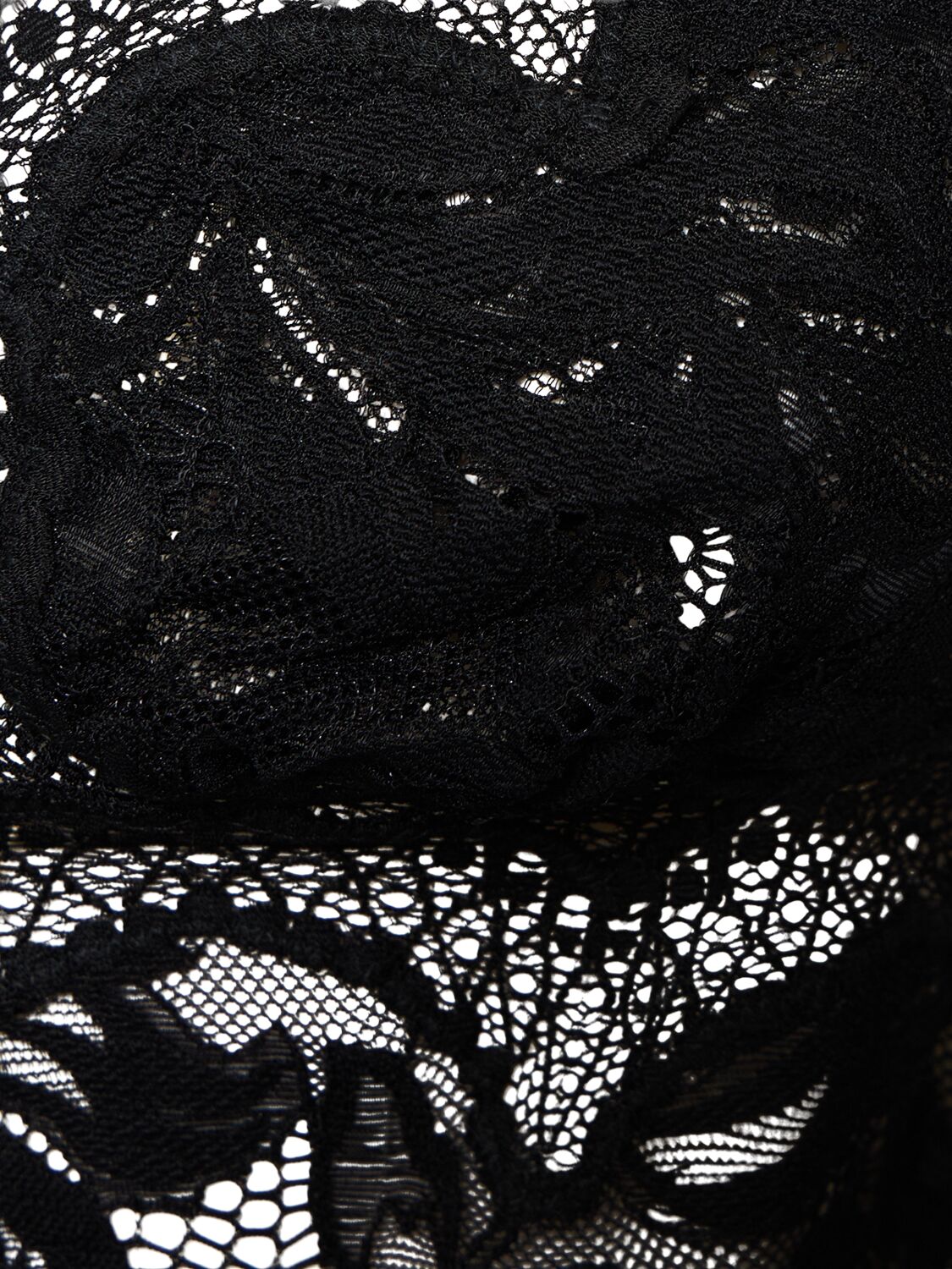 Rabanne Intricate Lace Top With Adjustable Spaghetti Straps In Black