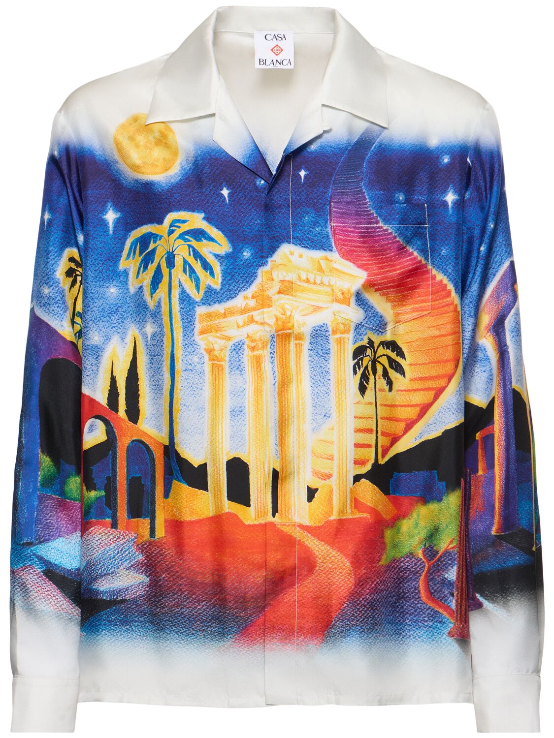 Chemise Manches Longues En Soie À Col Cubain - CASABLANCA - Modalova