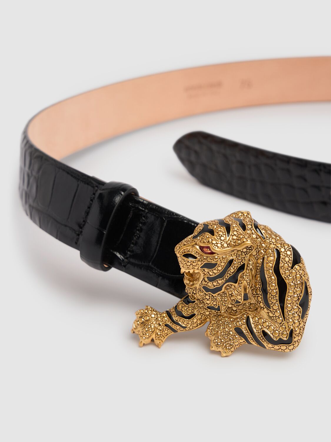 ROBERTO CAVALLI 4CM ROAR EMBOSSED LEATHER BELT 