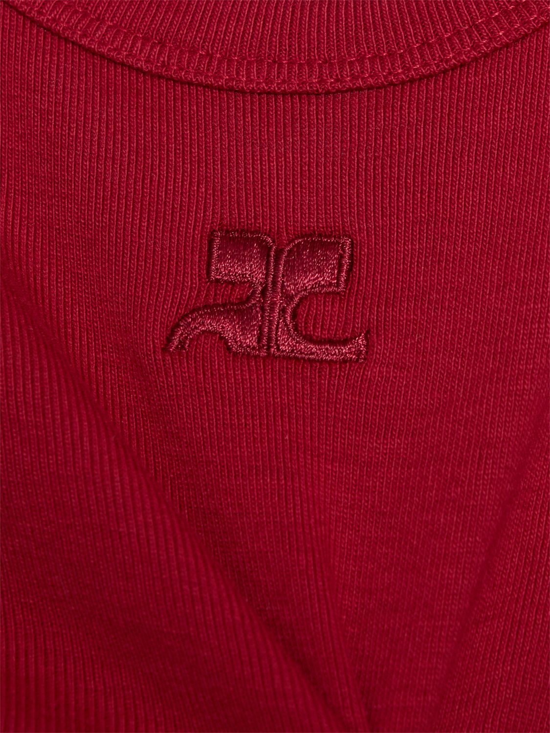 Shop Courrèges Signature Contrast Cotton T-shirt In Red