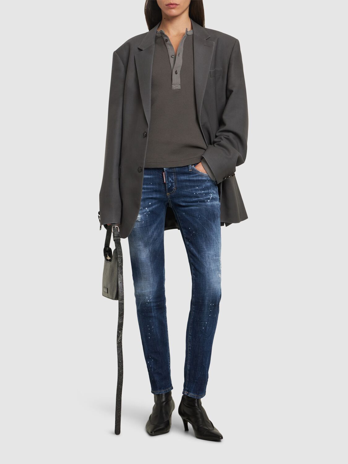 Dsquared2 Jennifer Skinny Low Rise Jeans In Navy