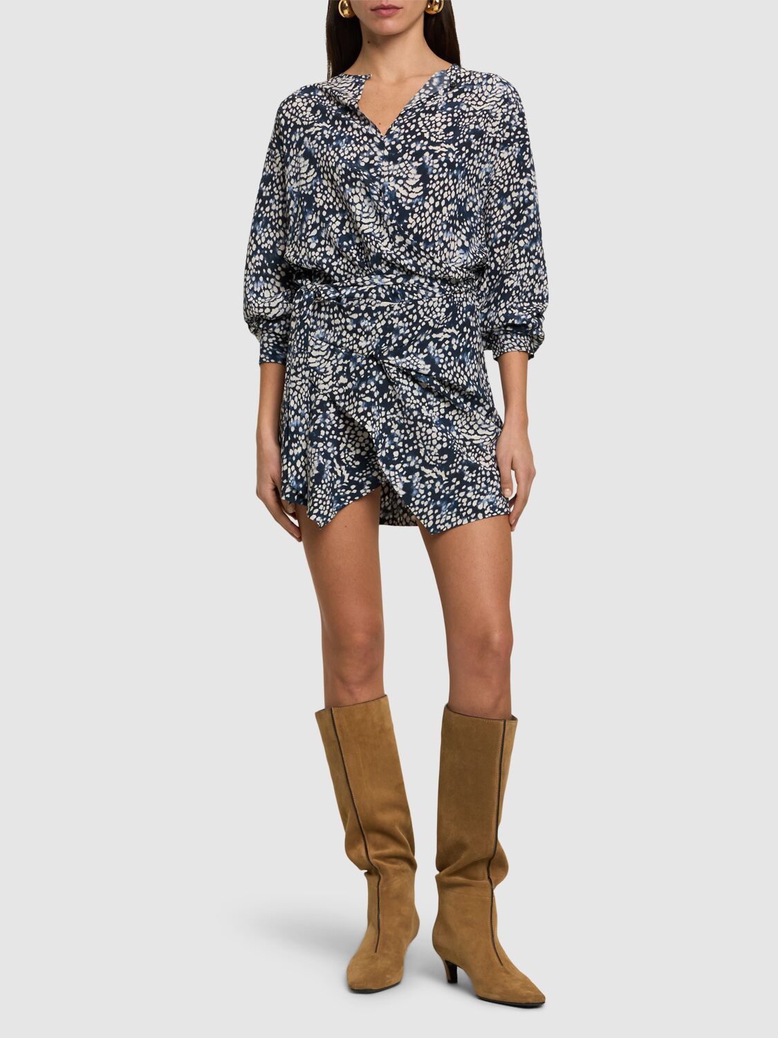 ISABEL MARANT HABLA PRINTED STRETCH SILK MINI DRESS 