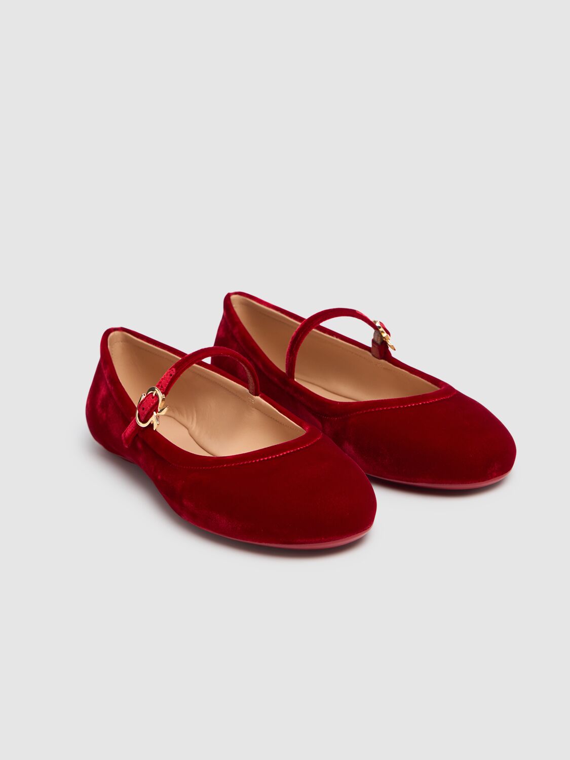 Gianvito Rossi 5mm Carla Velvet Ballerinas In Tabasco Red