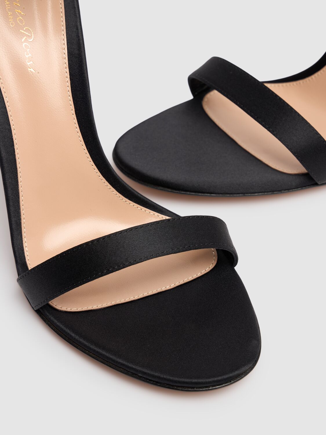 Gianvito Rossi Adore 105 Embellished Satin Sandals In Black