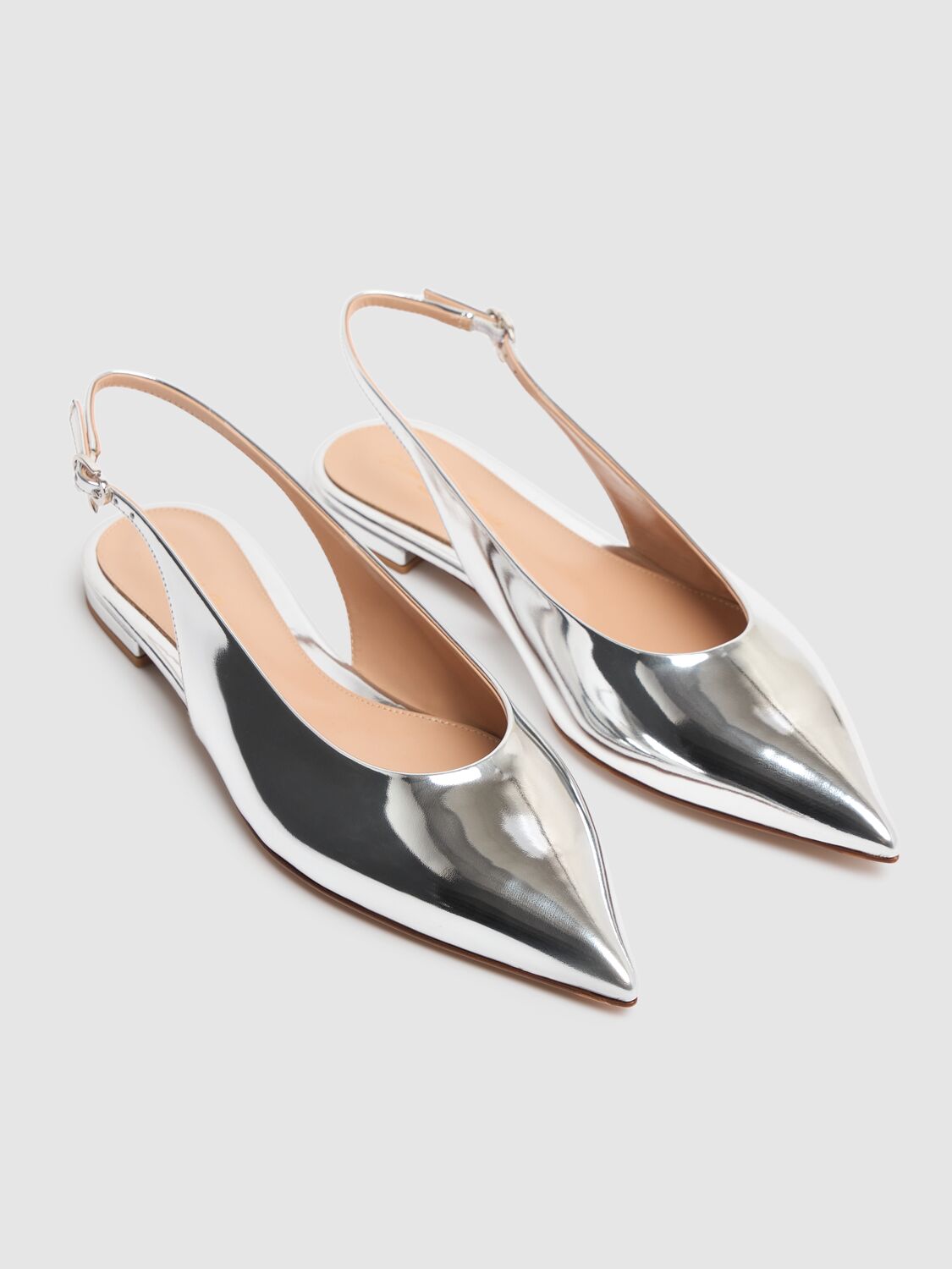 GIANVITO ROSSI 10MM METALLIC LEATHER SLINGBACK FLATS 