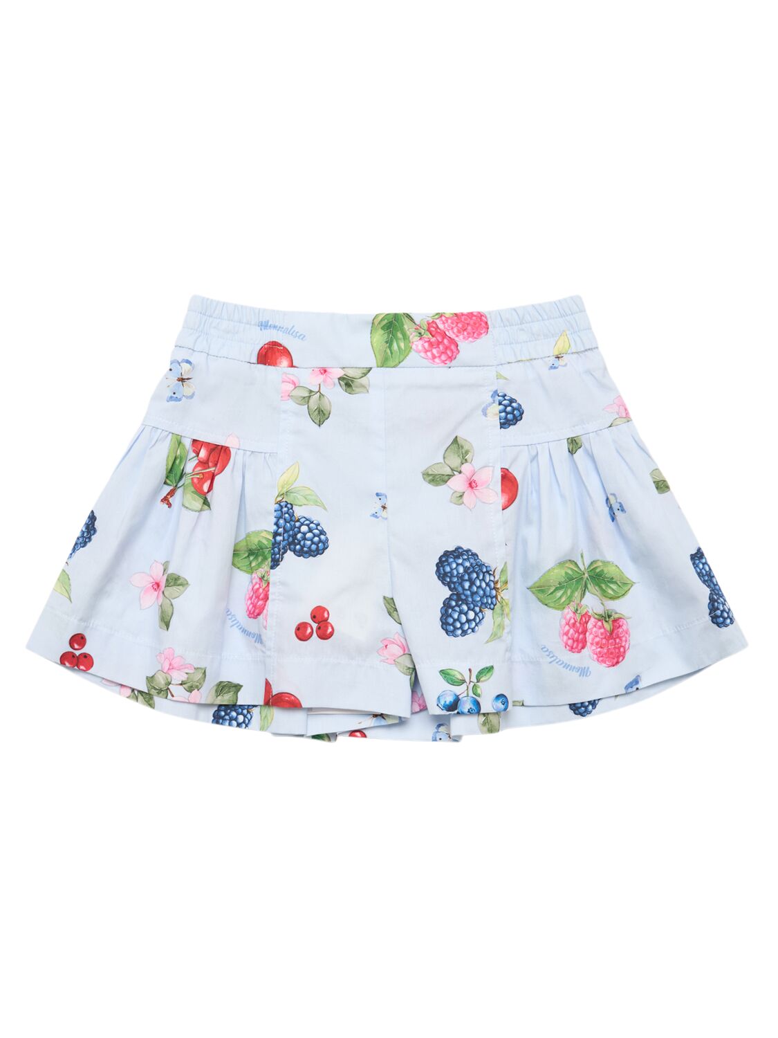 Monnalisa Printed Cotton Poplin Shorts In 浅蓝色
