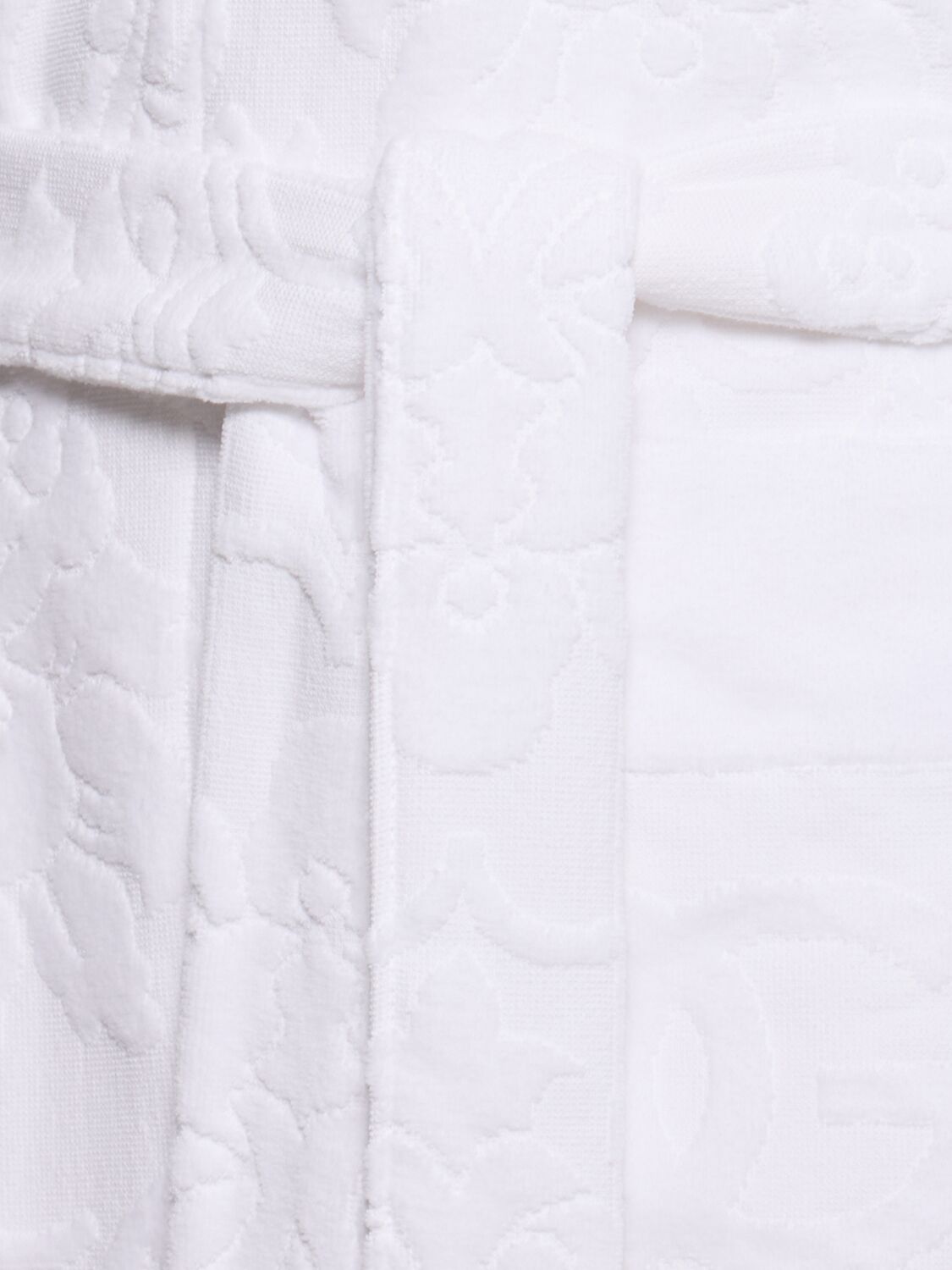 Dolce & Gabbana Cotton Terry Jacquard Bath Robe In Bianco