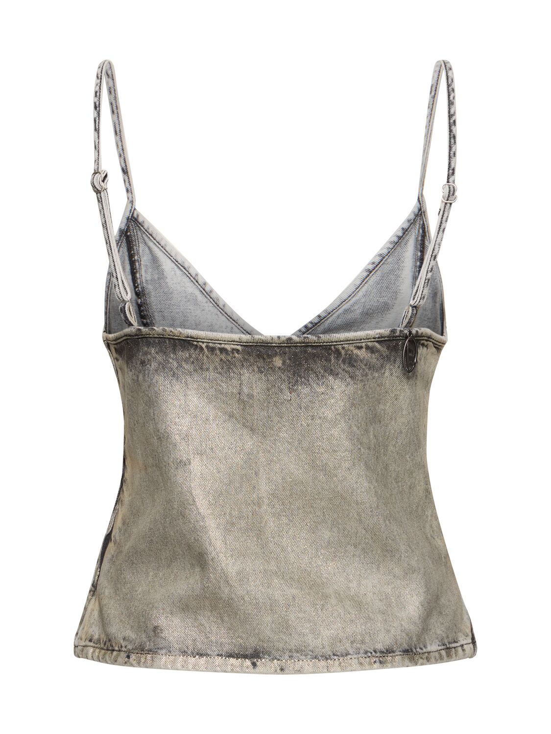 Shop Diesel De-fulsy Coated Denim Top In 银色