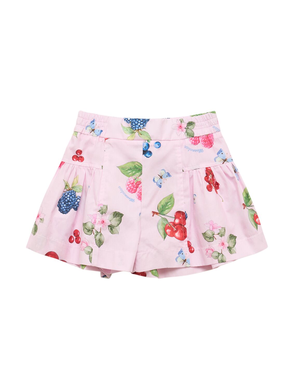 Monnalisa Printed Cotton Poplin Shorts In 浅粉色