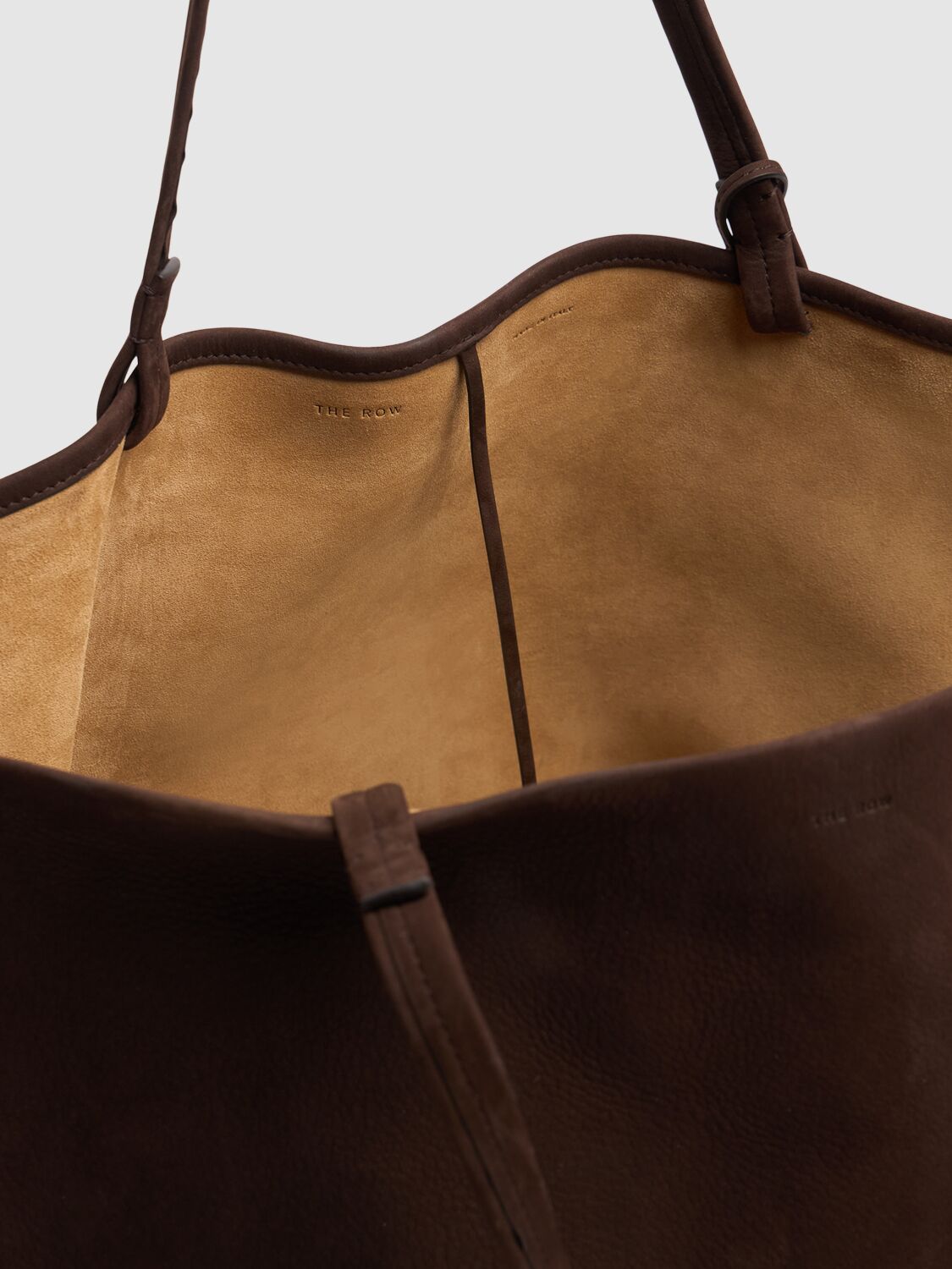 The Row Xl Park Nubuck Leather Tote Bag In Dark Mocha Ans