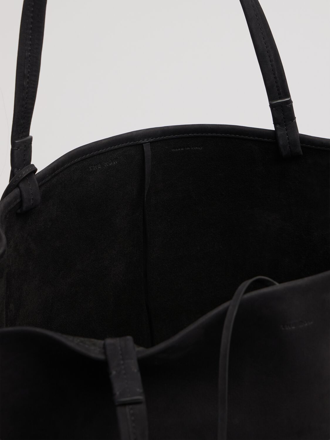 The Row Park Three Nubuk Leather Tote Bag In Black Ans