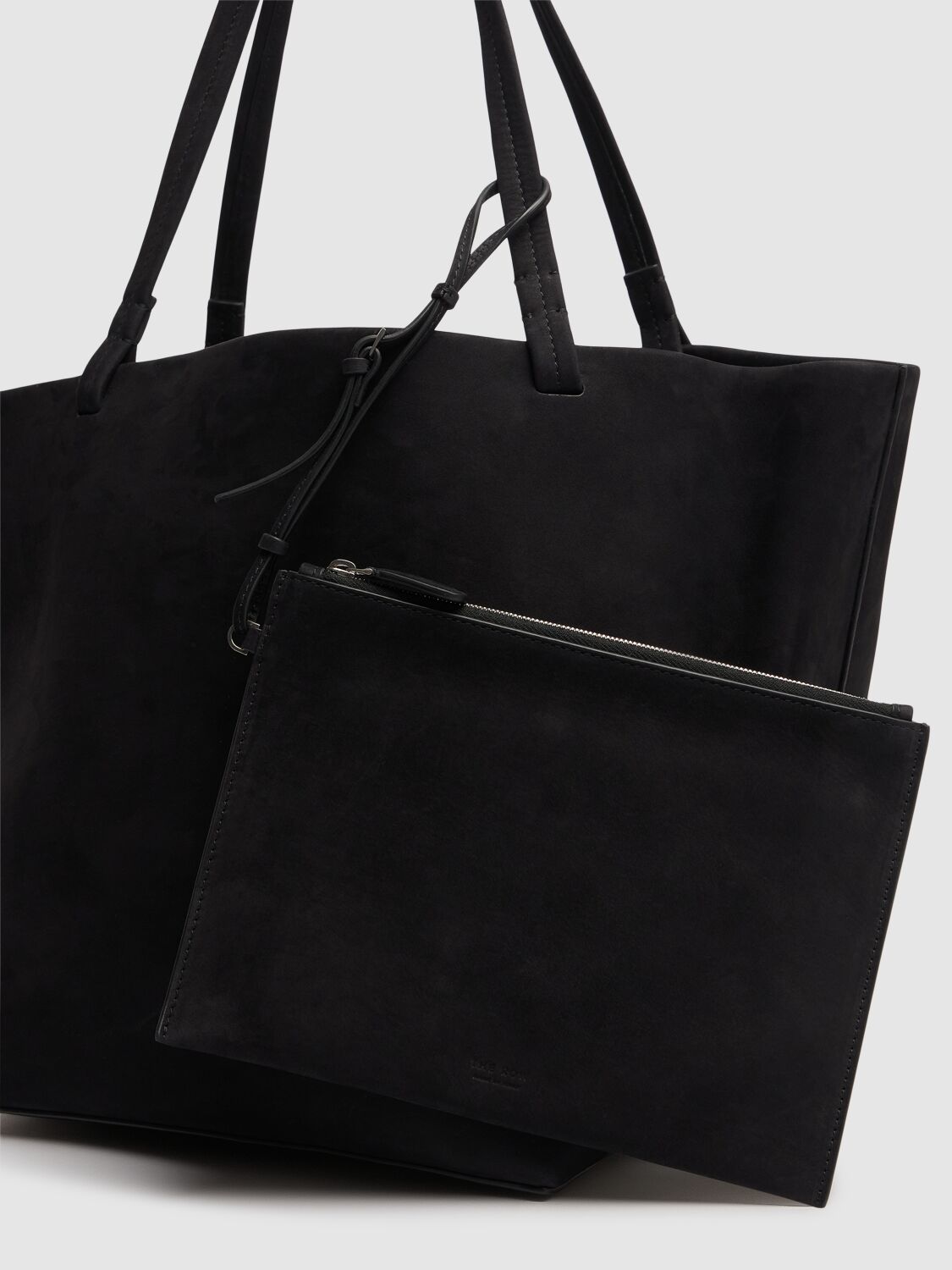 The Row Park Three Nubuk Leather Tote Bag In Black Ans