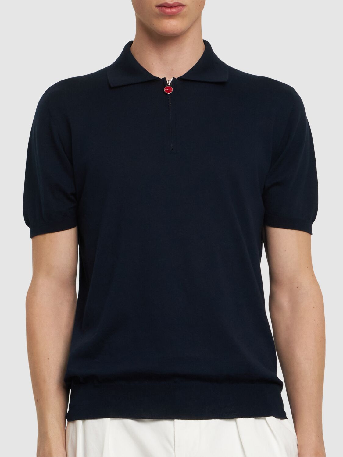 KITON COTTON ZIPPED POLO 