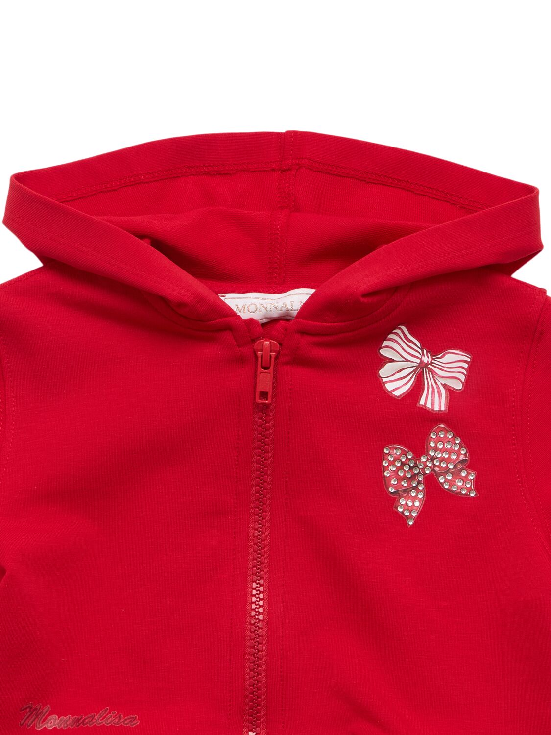MONNALISA PRINTED JERSEY ZIP-UP HOODIE 