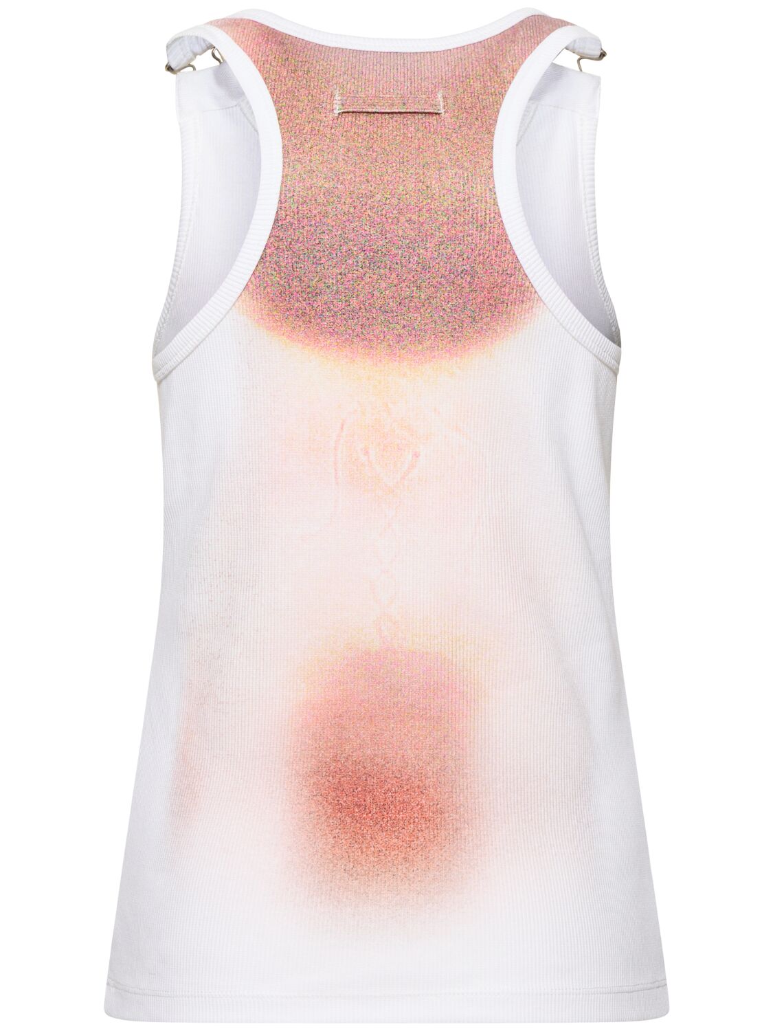 Jean Paul Gaultier Sheer Mesh Top Featuring Graphic Print In Pink/white