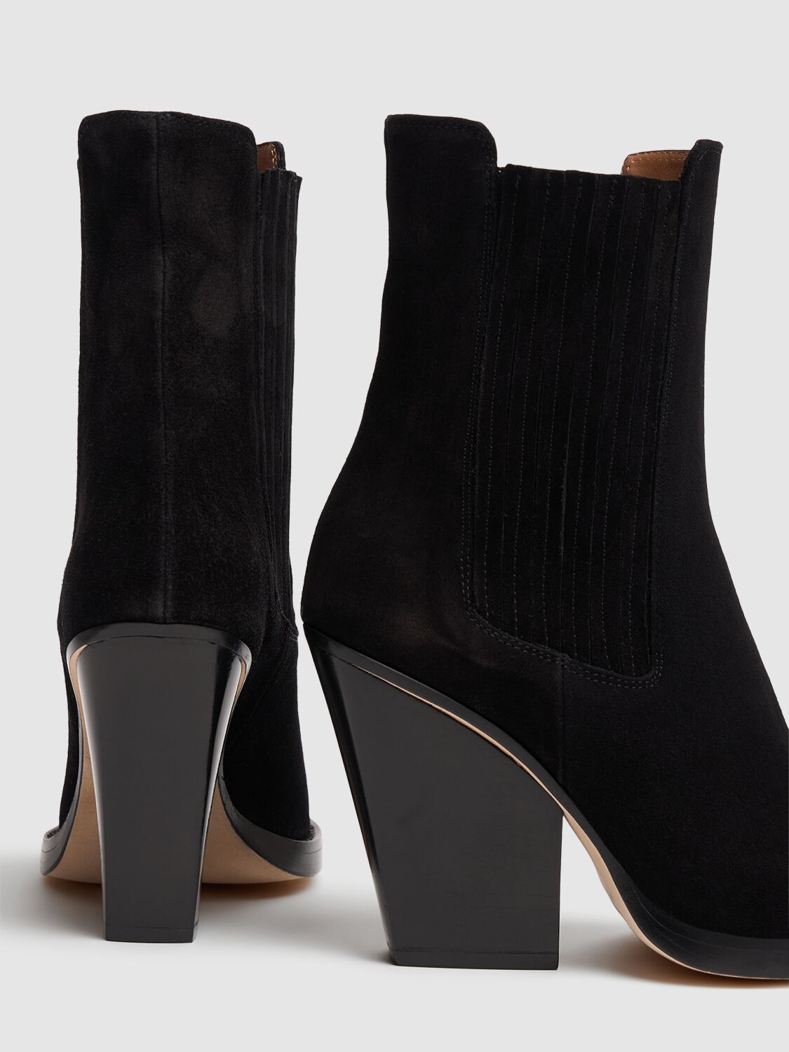 Paris Texas Pointed Ankle Boots In Smooth Off-black Suede Leather In Black-black
