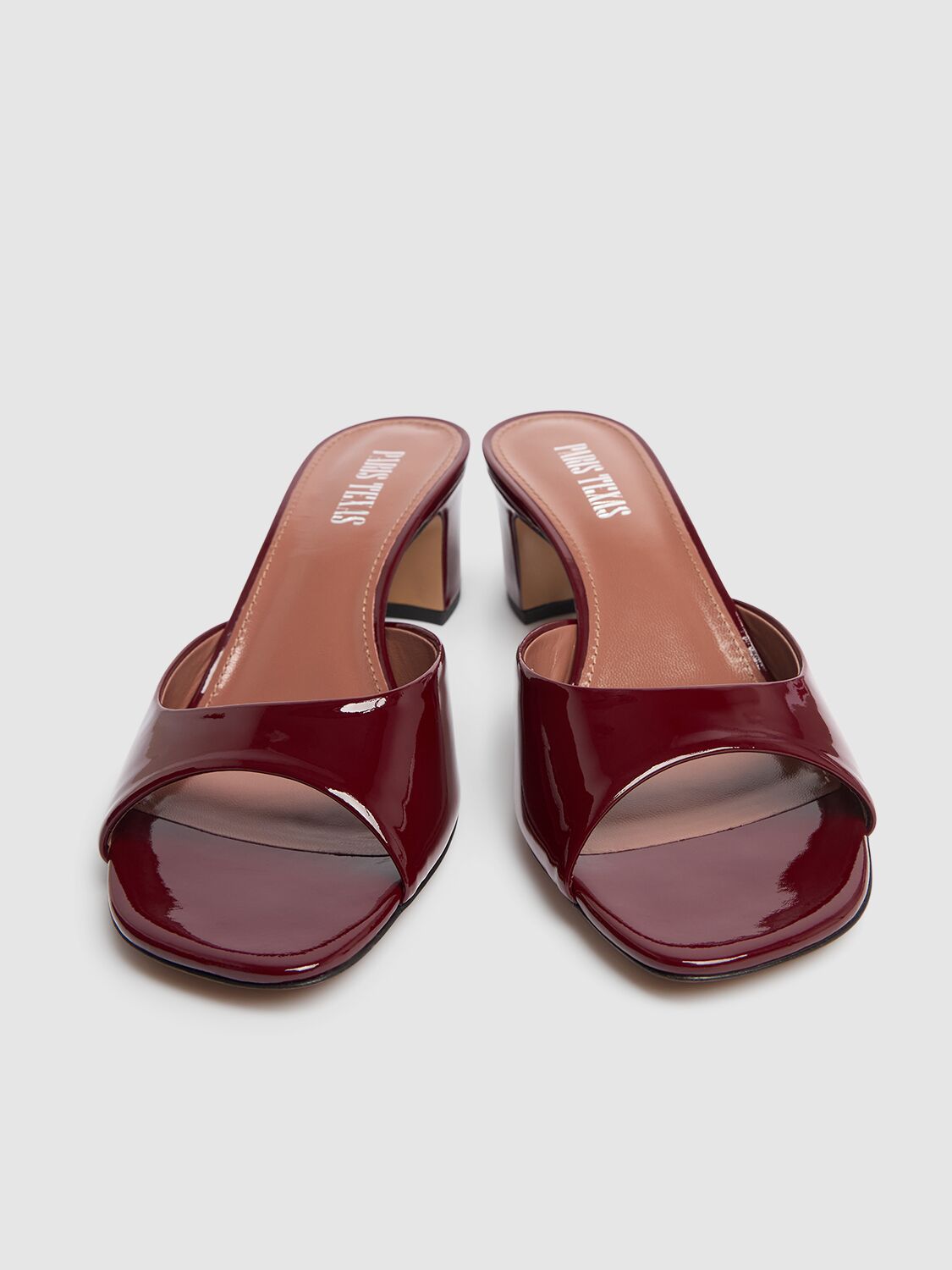 Shop Paris Texas 50mm Lara Patent Leather Mules In Rouge Noir